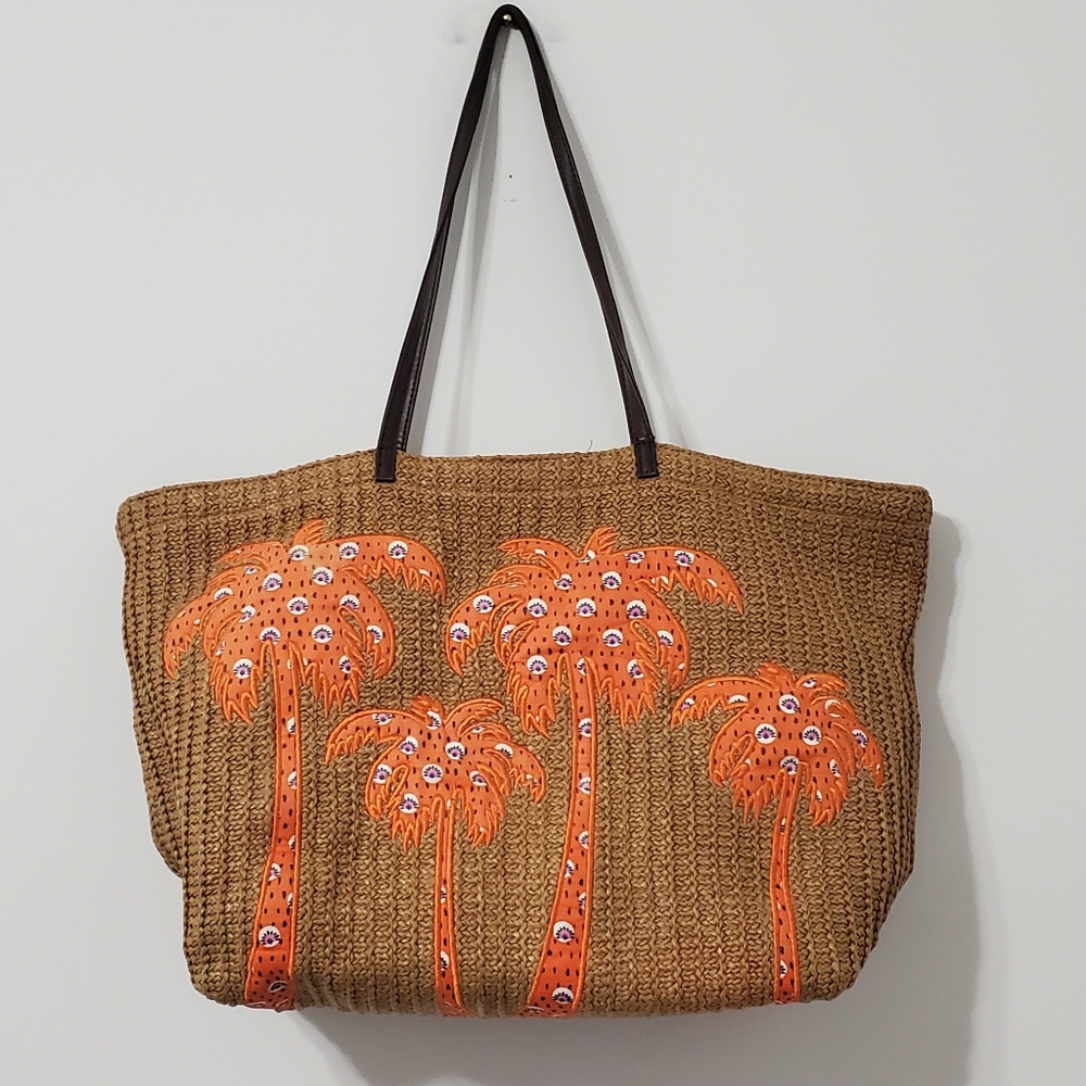 Vera Bradley Rio Rosie Large Straw Tote Bag
